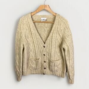 Swaledale Woolens Aran Cardigan Sweater Men’s M Cableknit 100% Wool British Made